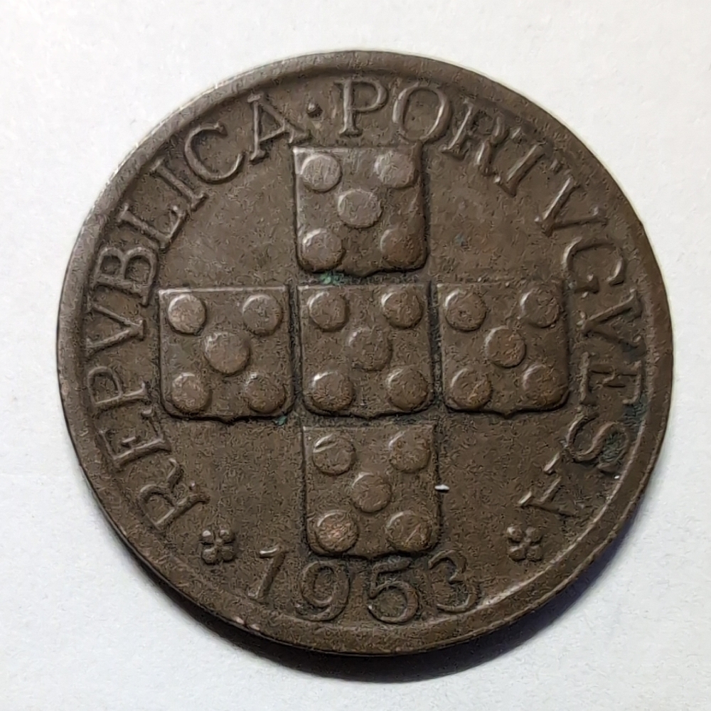 1953 Portuguese 20 Centavos Coin